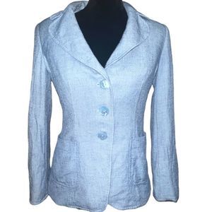 ESCADA Light Blue Silk Wool Linen Blend Blazer Jacket Size 36 $1999 RETAIL EUC